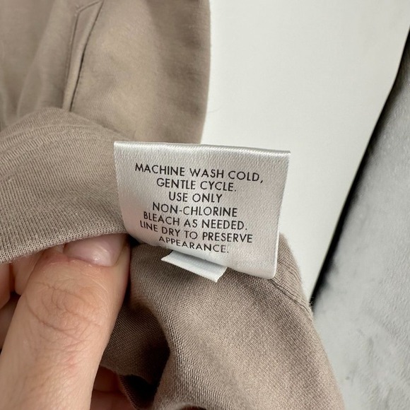 Eileen Fisher Stand‎ Collar Zip/Snap Long Organic Cotton Jacket Taupe Tan Medium - Picture 8 of 11